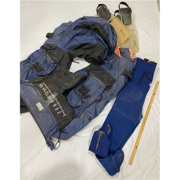 North X Northwest Canoe Bag, Trophy XL Waders, Flippers