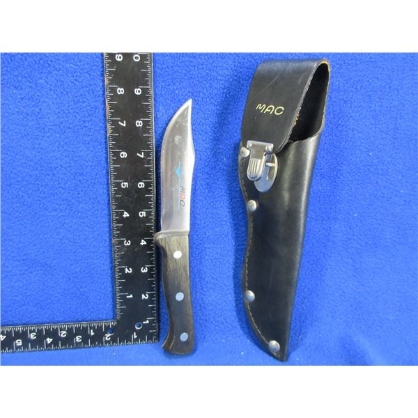 MAC Fixed Blade Knife with Leather Sheath - 4 1/2" Blade, 8 3/4" Total Length