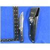 Image 1 : MAC Fixed Blade Knife with Leather Sheath - 4 1/2" Blade, 8 3/4" Total Length