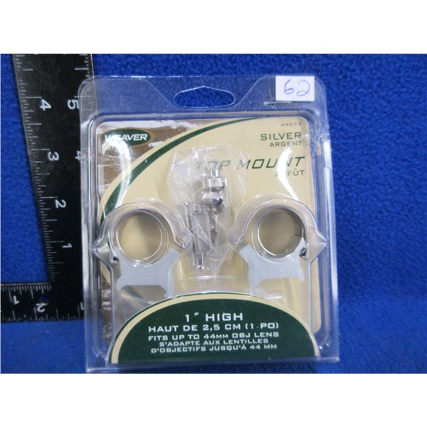 Weaver 1" High Top Mount Rings - Silver
