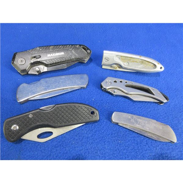 6 Assorted Folding Lock Blade Knives - 3 are Clip-On