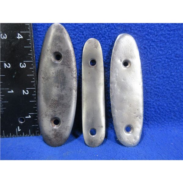 3 Metal Butt Plates 2 3/8 C/C, 2 3/8 C/C and 2 9/16 C/C
