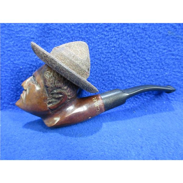 Genuine Briar Pipe Marked RCMP with Mountie Stetson Cover
