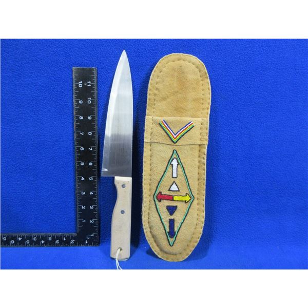 Siena 8" Cook Knife with Nicely Beaded Leather Sheath