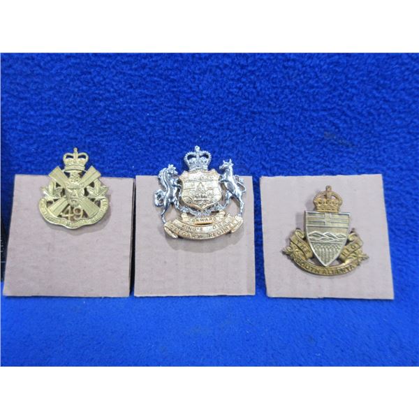 3 Cap Badges - Kings Own Calgary, Southern Alberta & Loyal Edmonton Regiments