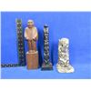 Image 1 : 2 Totem Poles & Carved Wooden Man - 1 totem pole has a base repair