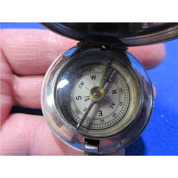 Vintage Watch Fob Locking Phosphorescent Compass & Vintage Pocket Compass
