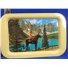 Image 1 : Vintage RCMP Metal Serving Tray - Canadian Rockies with Yellow Border