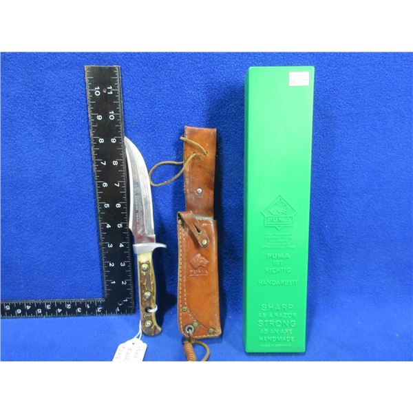 Puma Skinner 6393 Fixed Blade Knife with Stag Handle & Leather Sheath