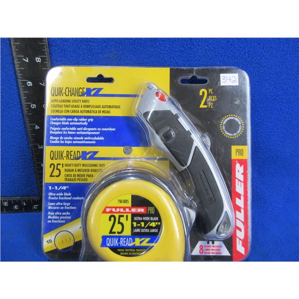NEW - Fuller Pro Quik-Change Utility Knife & Quik-Read Measuring Tape