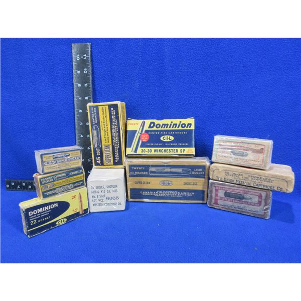 10 Empty Collector Ammo Boxes - CIL, Western, UMC, Peters