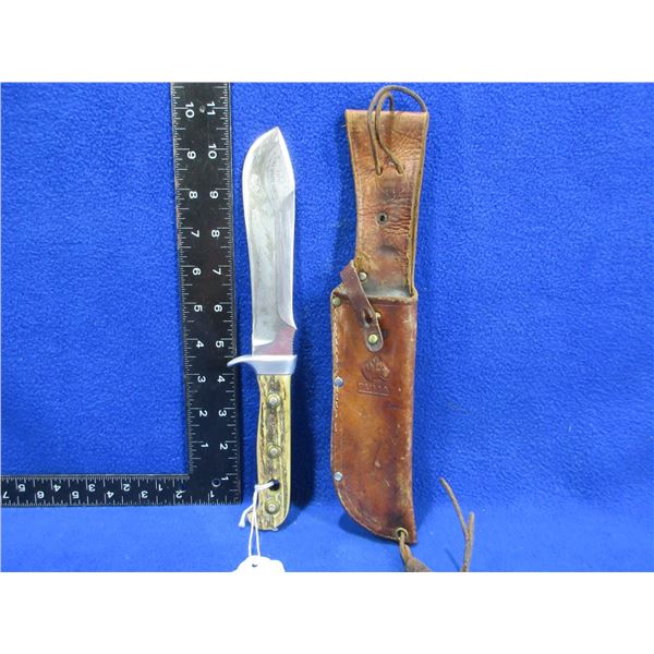 Puma White Hunter 6377 with Stag Handle & Leather Sheath