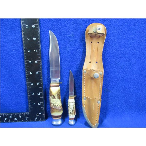 Baron Fixed Blade Knife & Mini Knife with Leather Sheath