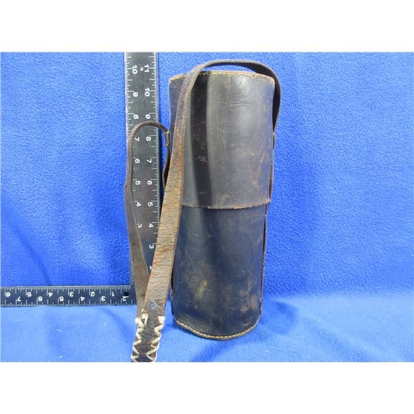 Vintage Leather Case for Scope or Lens - Strap has a repair