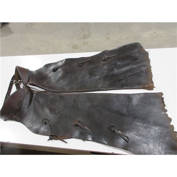 Vintage Leather Batwing Chaps - 48" Waist, 34" Length