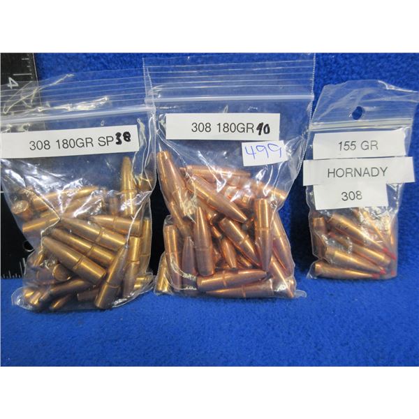 .308" Bullets - Bag of 40 (180gr), Bag of 38 (180gr SP), Bag of 10 (155gr Hornady)