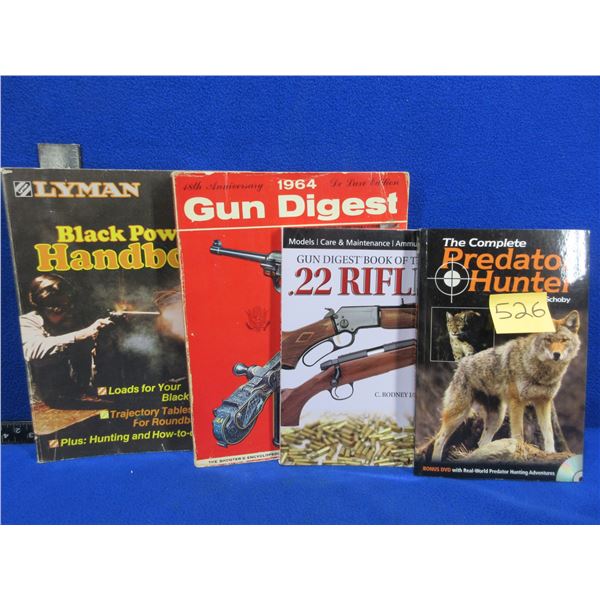 4 Books - Predator Hunter, .22 Rifle, 1964 Gun Digest, Black Powder Handbook