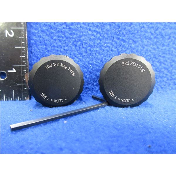 2 Elevation Adjustment Turret Caps - 223 Rem. 55gr & 300 Win. Mag 190gr