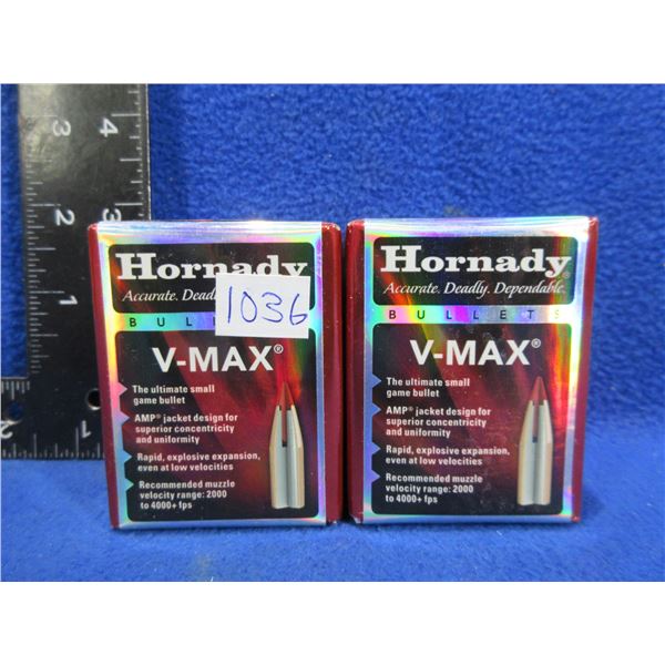 22 Cal. 53gr V-Max Hornady Bullets - 2 Sealed Boxes of 100