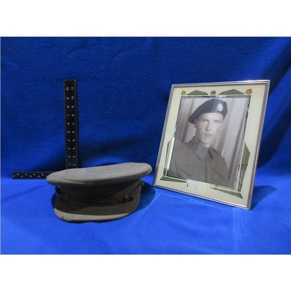 Vintage Canadian/British Army Officer's Dress Cap & Picture of Soldier