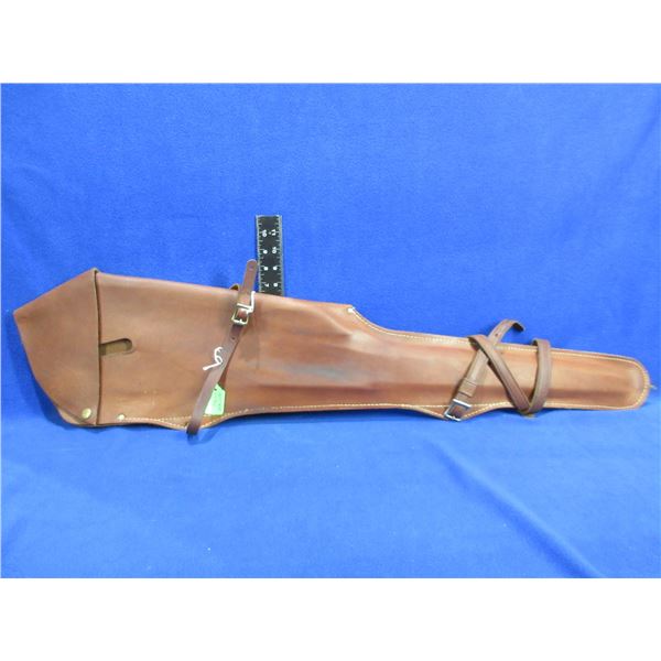 Leather Saddle Scabbard - Scoped Rifle Design - 36"