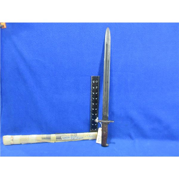 WWI M1905 Bayonet Marked "US R.I.A. 1906 with Flaming Bomb "