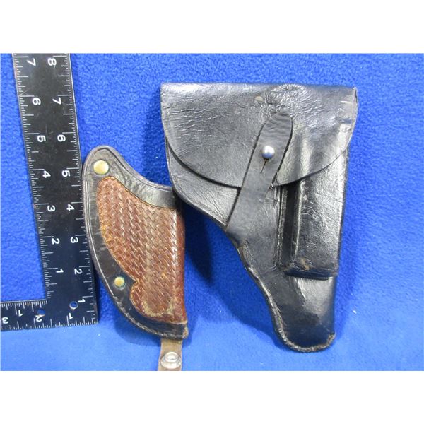 2 Leather Holsters - Appear to be Post WWII German Pistol & Knife Holster