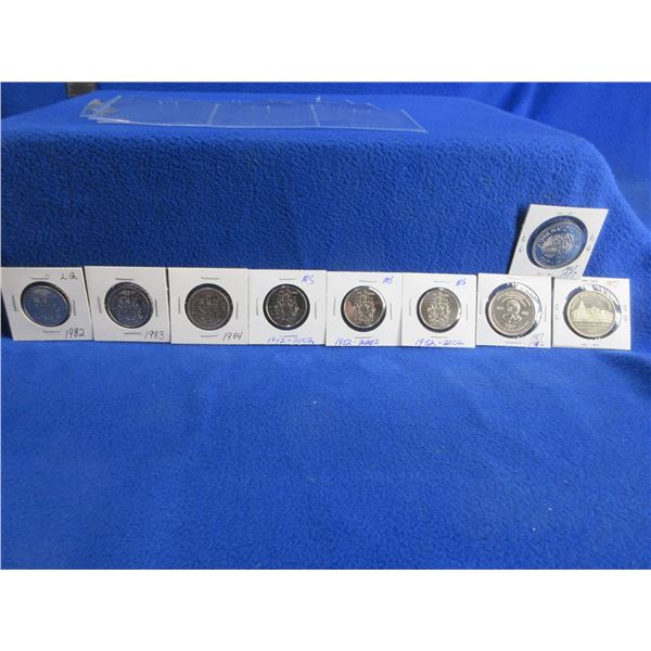 6 Canadian 50 Cent Coins and 3 $1.00 Tokens