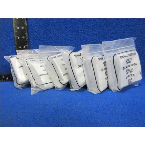 NEW - Cotton Swabs - 2.5" x 2.5" - 6 Packs of 50