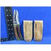 Image 2 : 2 Folding Lock Blade Knives with Leather Sheaths - 3" Blades