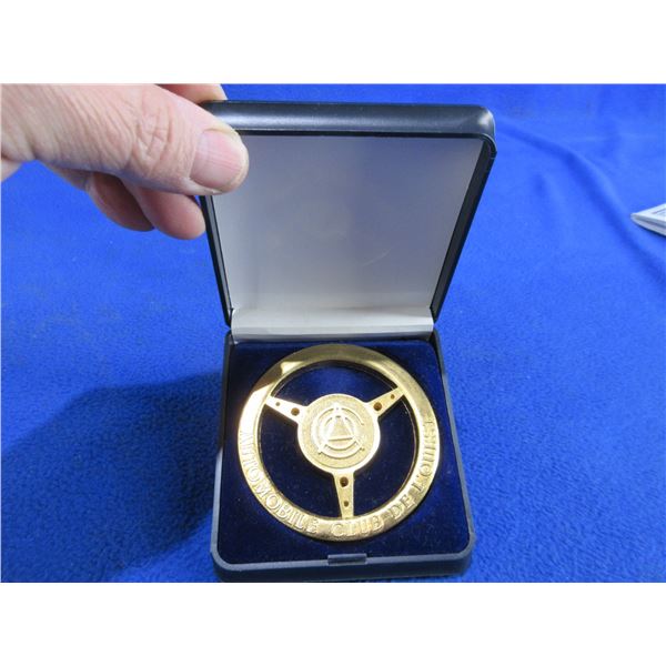 French Automobile Club De L'Ouest Plaque/Badge with Display Case