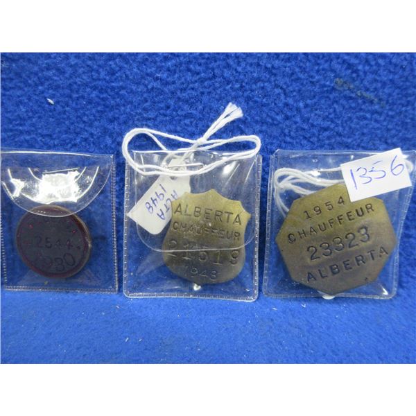 3 Vintage Alberta Chauffeur Badges - 1930, 1948, 1954