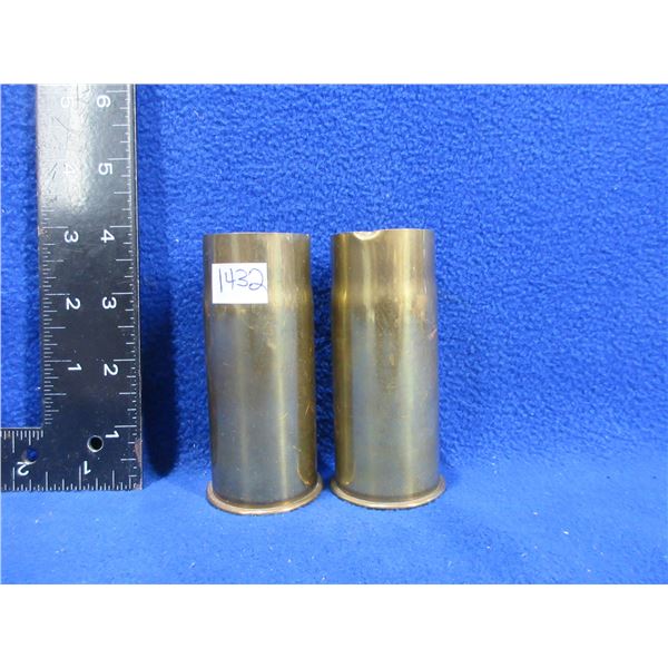 2 - 37-85 Brass Shell Casings - Both have the "Flaming Bomb" Mark