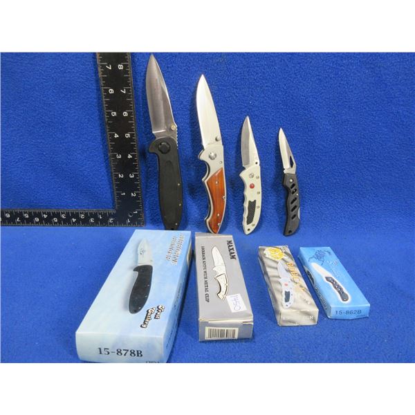 4 Folding Lock Blade Knives - Frost Cutlery & Maxam - Appear Unused