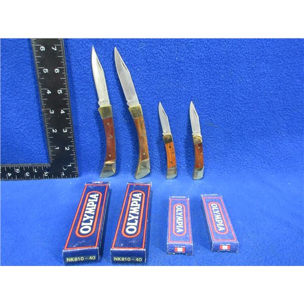 4 Olympia Folding Lock Blade Knives - New Old Stock