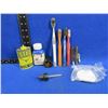 Image 1 : Lot of Misc. Gun Cleaning Supplies - Brushes, Gun Oil, Patches, Blue Remover