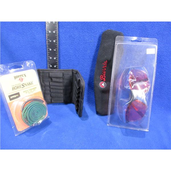 Ammo Pouch, 22 Cal. Bore Snake, Shooting Glasses and Scope Cover