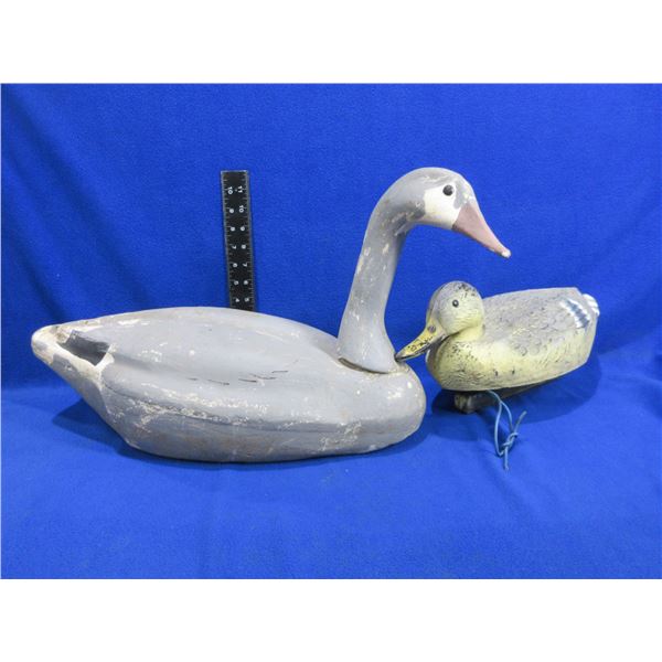 2 Vintage Decoys - Mallard Duck and Goose