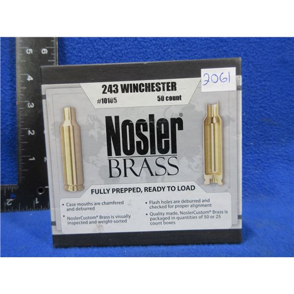 NEW - Brass Only - 243 Win. Nosler Unprimed - Sealed Box of 50