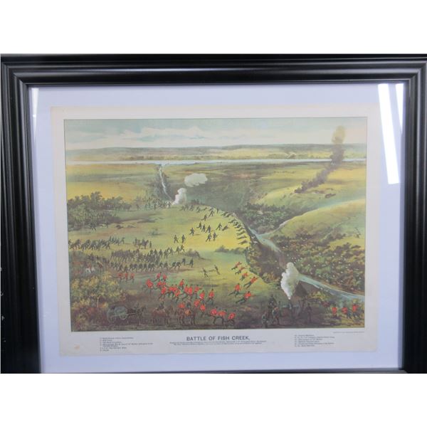 Framed Battle of Fish Creek Print by F.W. Curzon - Very Collectible