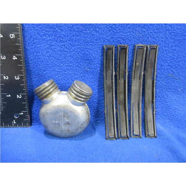 Russian Mosin Nagant Double Compartment Oiler & 4 SKS Stripper Clips