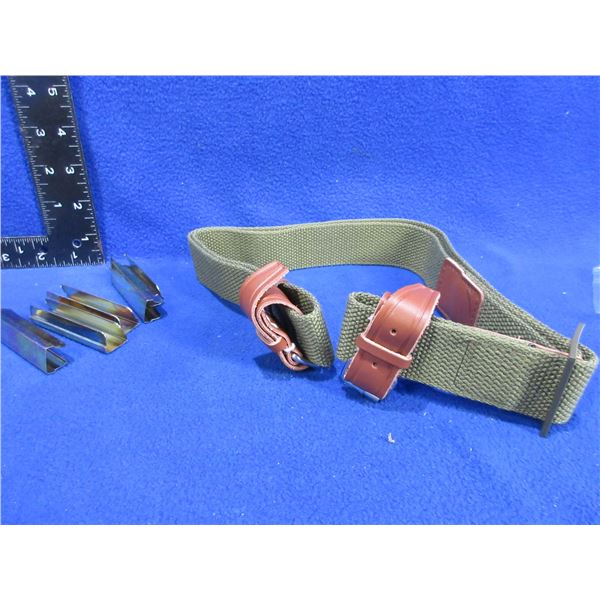 5 Mosin Nagant Stripper Clips and a Web Sling - Unused Military Surplus