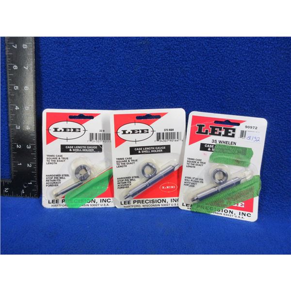 3 Lee Case Length Guage & Shell Holders - 35 Whelen, 375 H&H, 22H