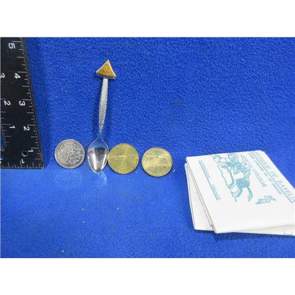 3 Souvenir Coins and Souvenir Spoon
