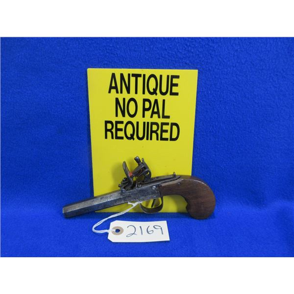 Antique - No PAL Required - Belgian Flintlock Boxlock Pistol in approx 45 Cal.