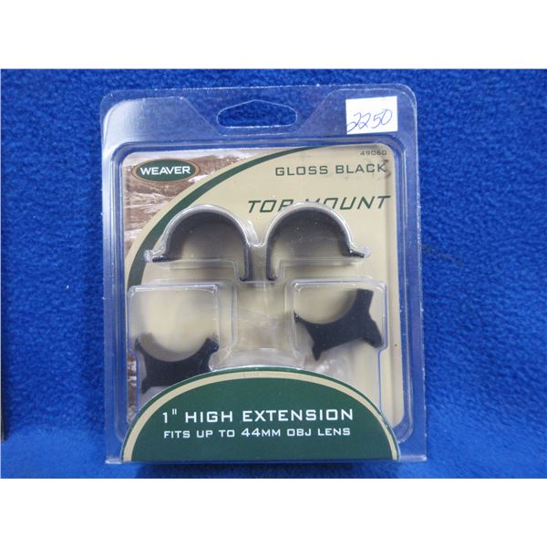 Weaver Top Mount 1" High Rings, Matte Black
