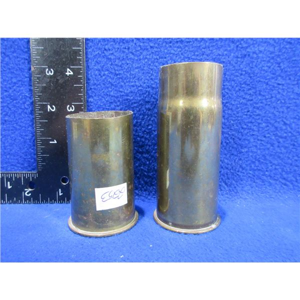 2 French Vickers Brass Shell Casings - 37-85 (1918) & 37mm (1917)