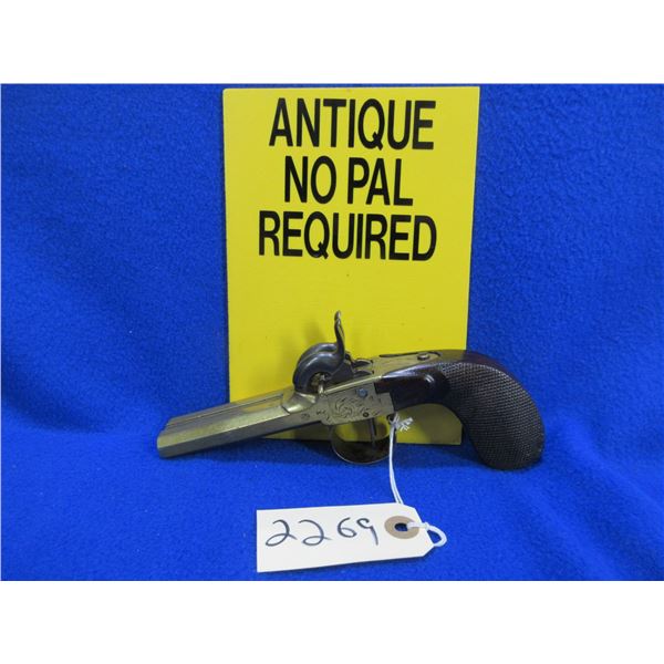 Antique - No PAL Required - Belgian Leige Boxlock Cap & Ball Pistol in approx 40 Cal.