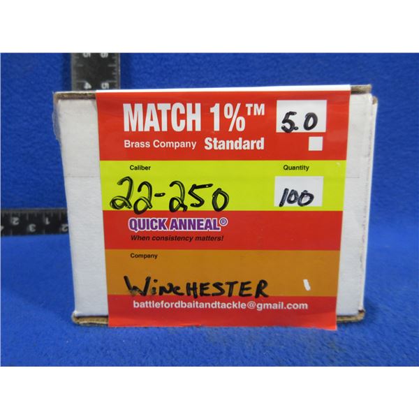 Brass Only - 22-250 Annealed , Cleaned, Unprimed Winchester - Box of 100