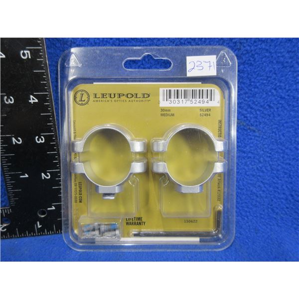 NEW - Leupold 30MM Rings - Medium, Silver, 52494